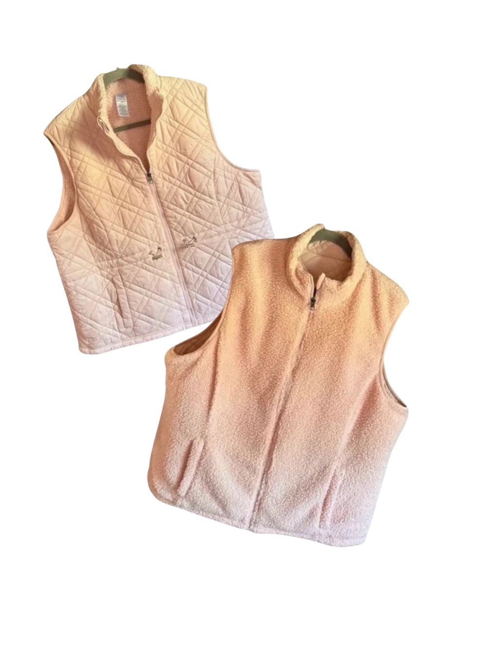 Time and Tru Reversible Quilted and Sherpa Vest in Light Pink NWT